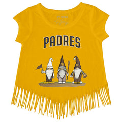 San Diego Padres Tiny Turnip Girls Youth Gnomes Fringe T-Shirt Gold