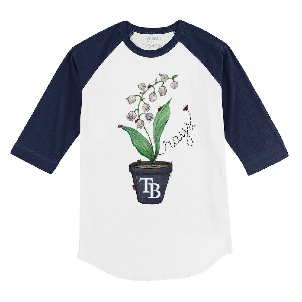 Tampa Bay Rays Tiny Turnip Youth Lilies & Ladybugs 3/4-Sleeve Raglan T-Shirt White/Navy