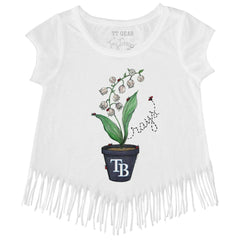 Tampa Bay Rays Tiny Turnip Girls Youth Lilies & Ladybugs Fringe T-Shirt White
