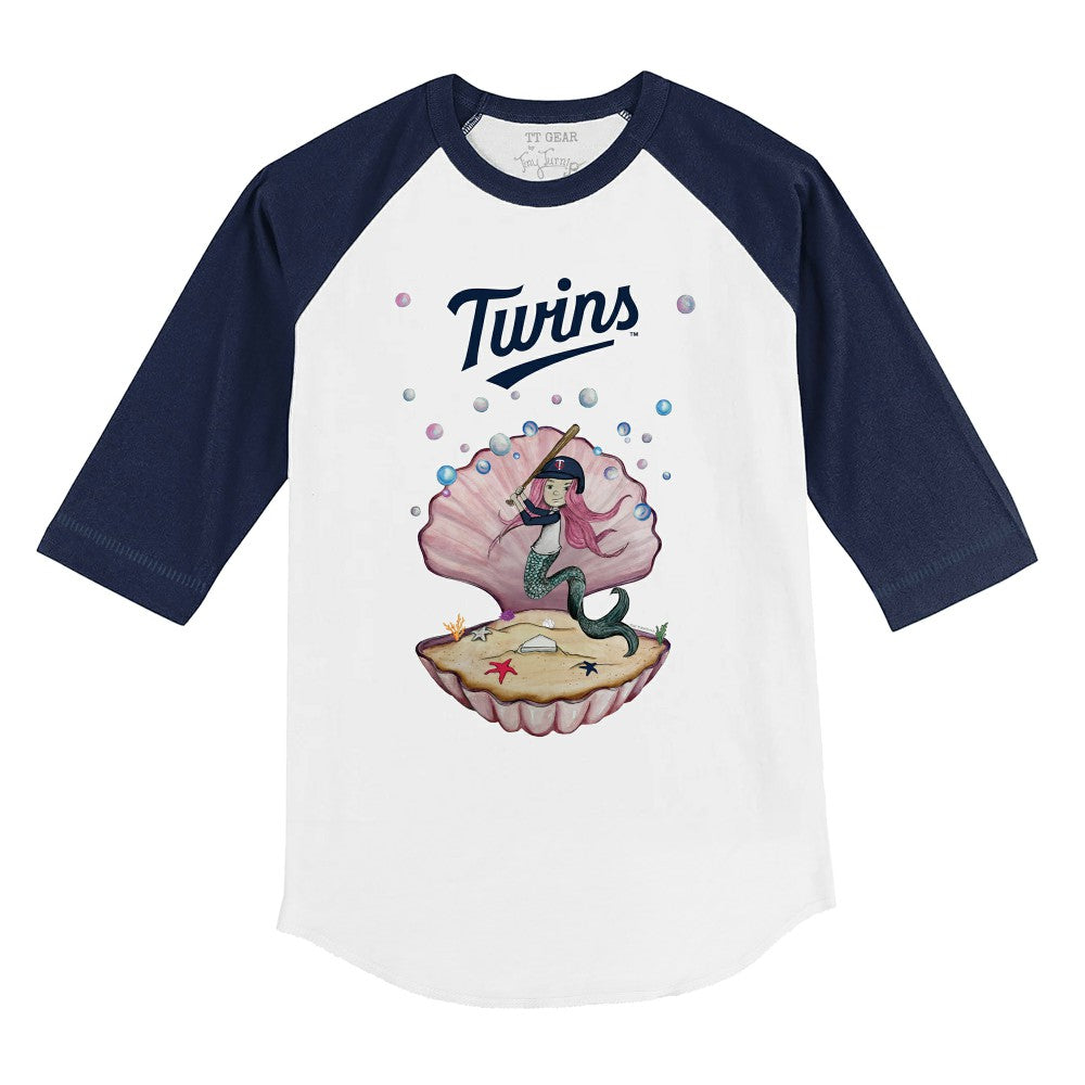 Minnesota Twins Tiny Turnip Youth Mermaid 3/4-Sleeve Raglan T-Shirt White/Navy