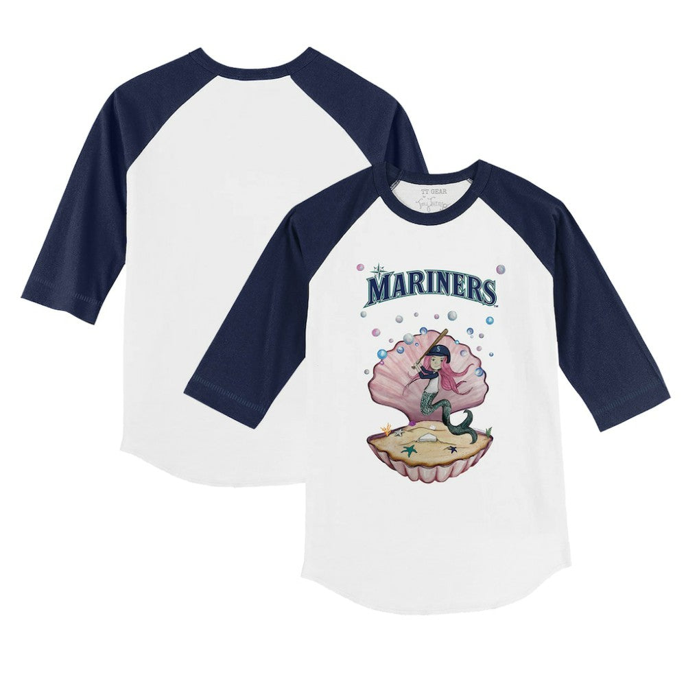 Seattle Mariners Tiny Turnip Youth Mermaid 3/4-Sleeve Raglan T-Shirt White/Navy