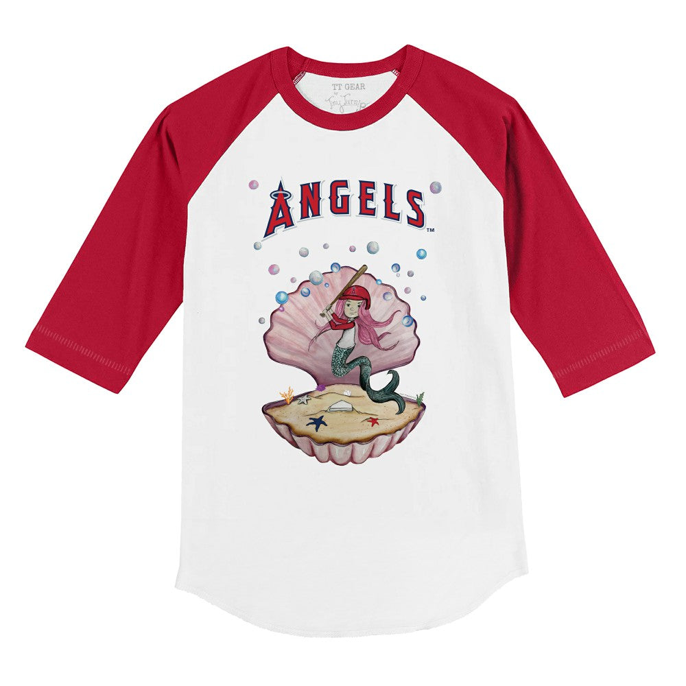 Los Angeles Angels Tiny Turnip Youth Mermaid 3/4-Sleeve Raglan T-Shirt White/Red