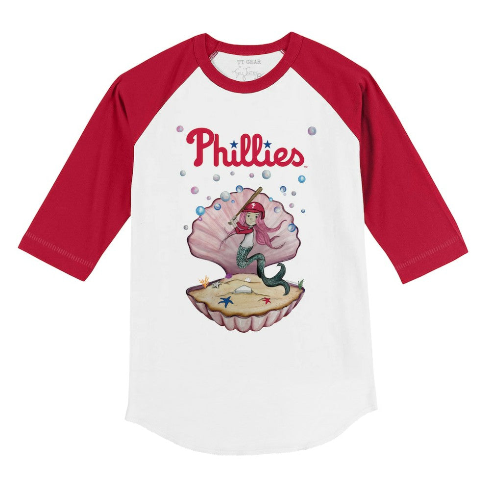 Philadelphia Phillies Tiny Turnip Youth Mermaid 3/4-Sleeve Raglan T-Shirt White/Red