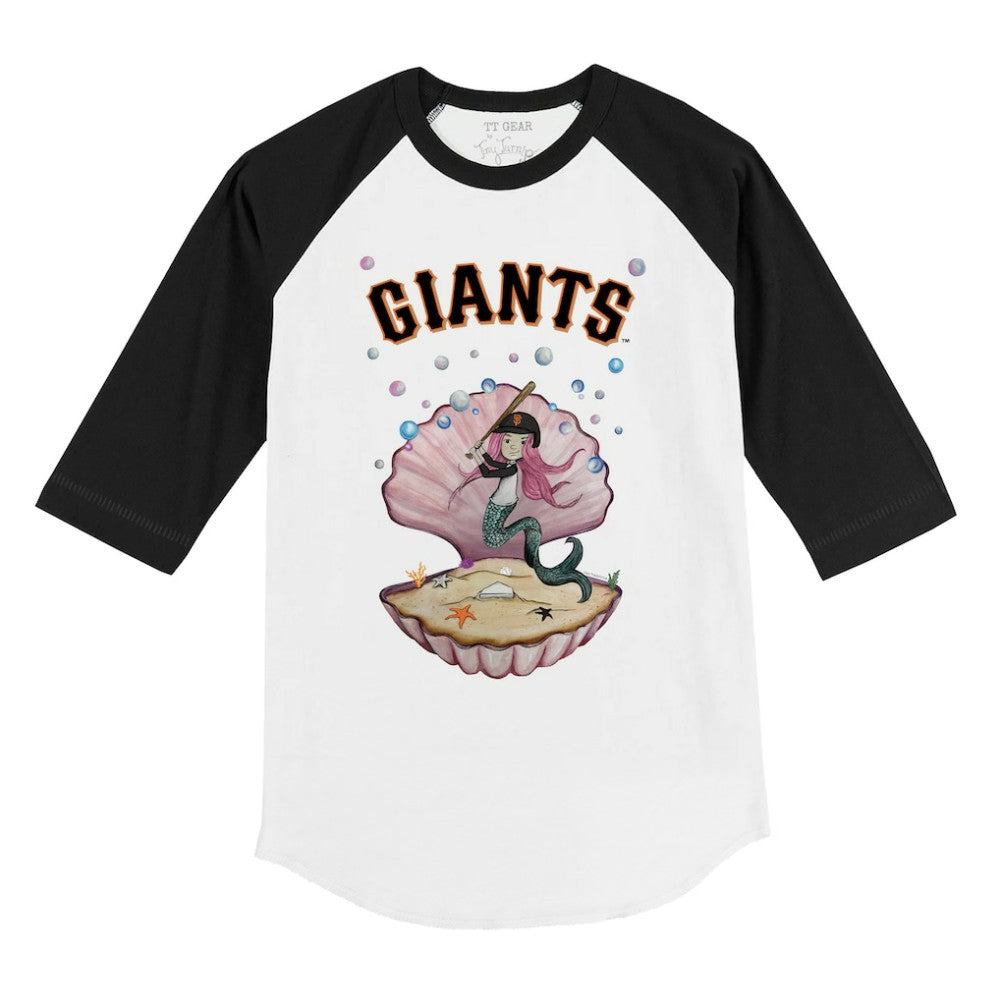 San Francisco Giants Tiny Turnip Youth Mermaid 3/4-Sleeve Raglan T-Shirt White/Black