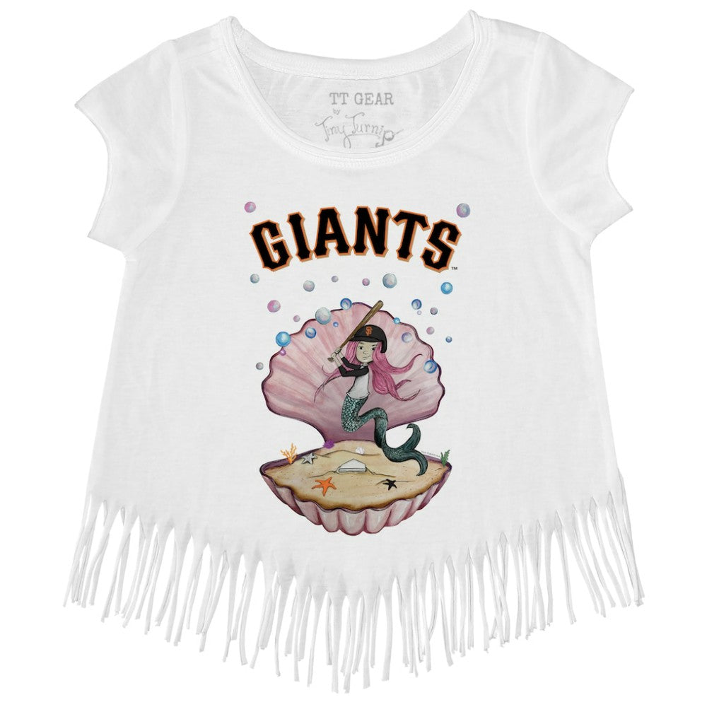 San Francisco Giants Tiny Turnip Girls Youth Mermaid Fringe T-Shirt White