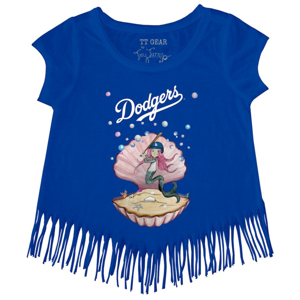 Los Angeles Dodgers Tiny Turnip Girls Youth Mermaid Fringe T-Shirt Royal