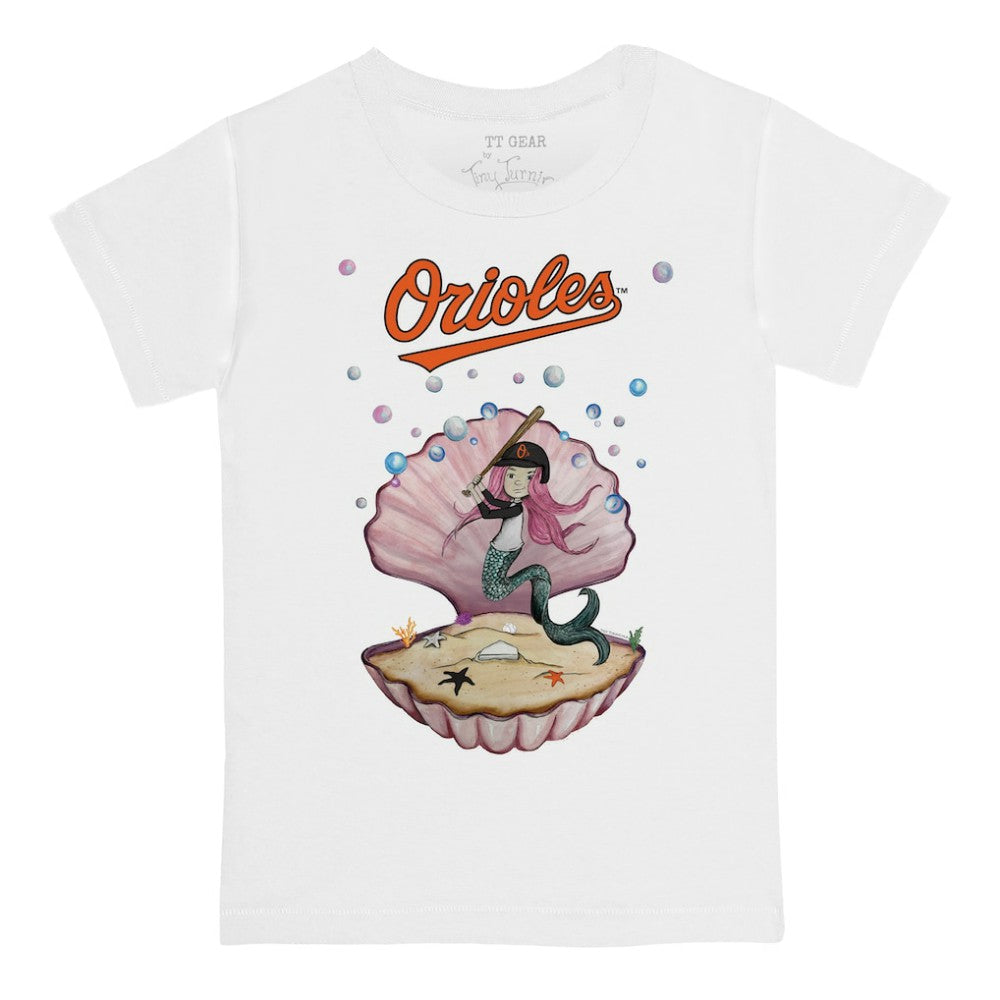 Baltimore Orioles Tiny Turnip Youth Mermaid T-Shirt White