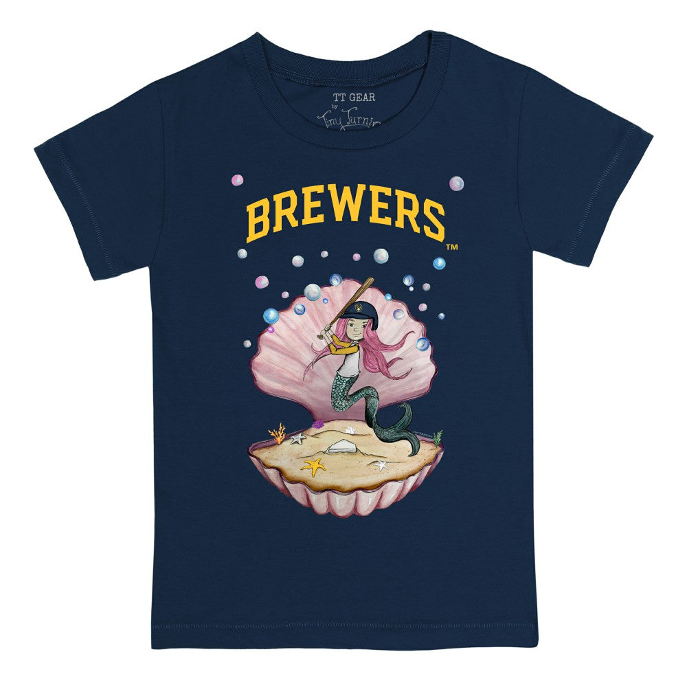 Milwaukee Brewers Tiny Turnip Youth Mermaid T-Shirt Navy