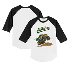 Athletics Tiny Turnip Youth Monster Truck 3/4-Sleeve Raglan T-Shirt White/Black