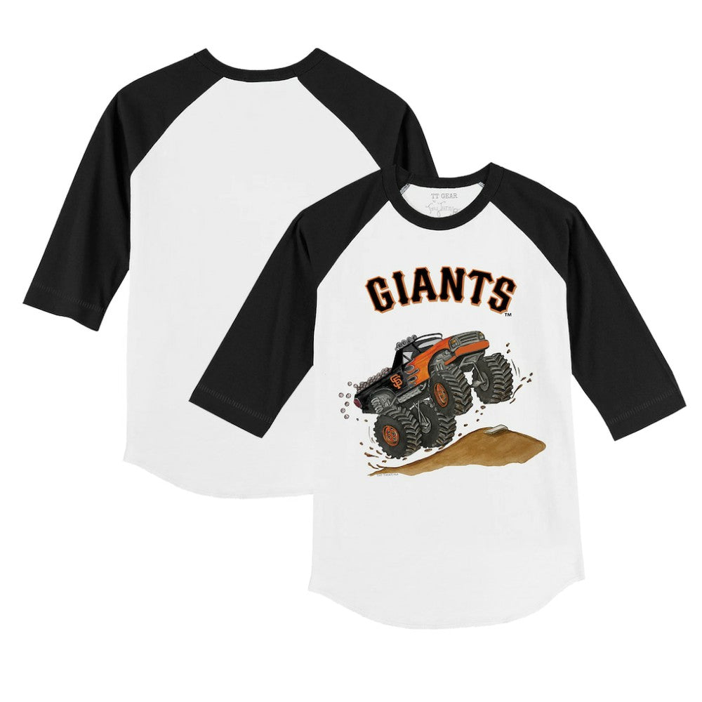 San Francisco Giants Tiny Turnip Youth Monster Truck 3/4-Sleeve Raglan T-Shirt White/Black