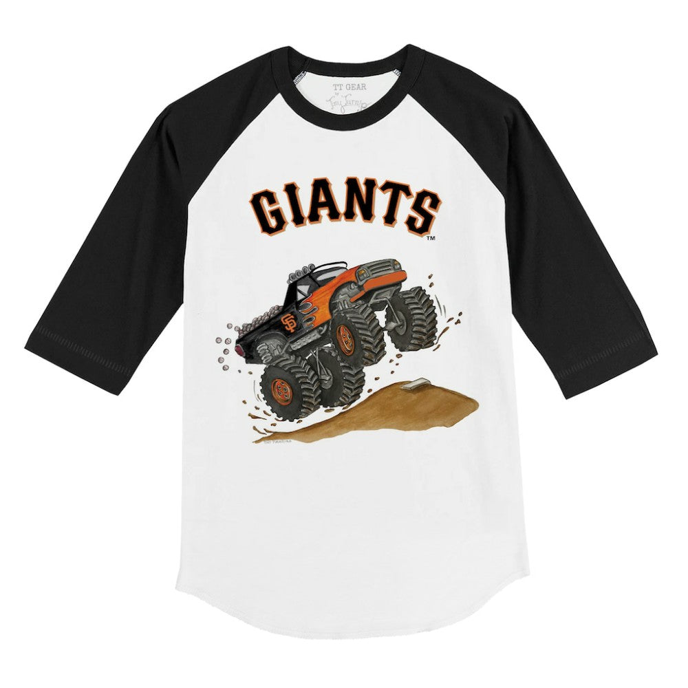 San Francisco Giants Tiny Turnip Youth Monster Truck 3/4-Sleeve Raglan T-Shirt White/Black