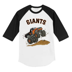 San Francisco Giants Tiny Turnip Youth Monster Truck 3/4-Sleeve Raglan T-Shirt White/Black
