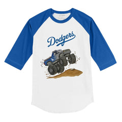 Los Angeles Dodgers Tiny Turnip Youth Monster Truck 3/4-Sleeve Raglan T-Shirt White/Royal