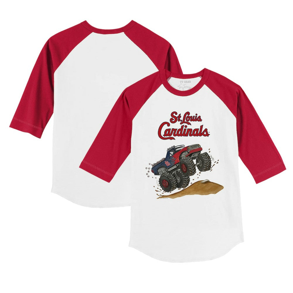 St. Louis Cardinals Tiny Turnip Youth Monster Truck 3/4-Sleeve Raglan T-Shirt White/Red