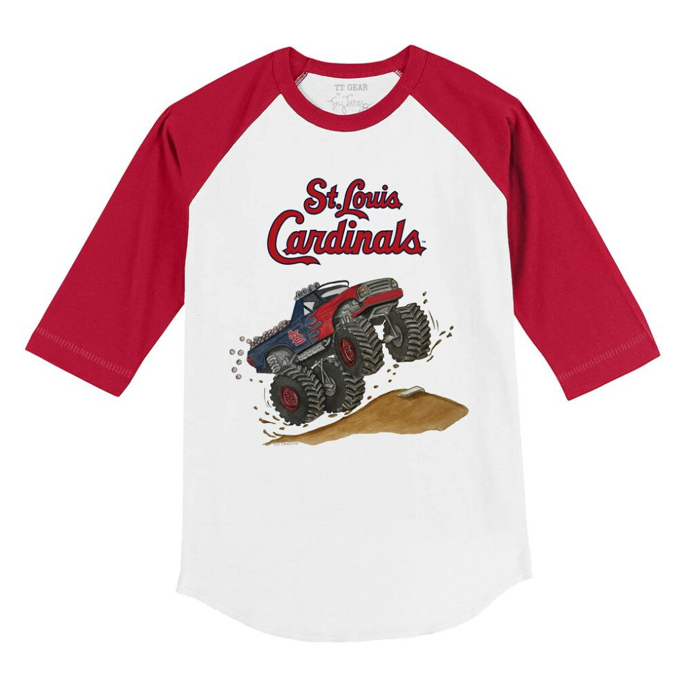St. Louis Cardinals Tiny Turnip Youth Monster Truck 3/4-Sleeve Raglan T-Shirt White/Red