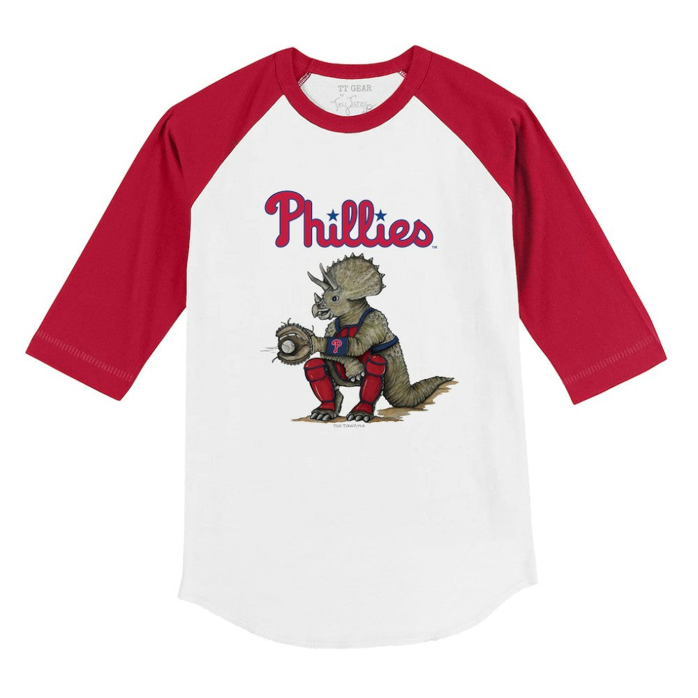 Philadelphia Phillies Tiny Turnip Youth Triceratops 3/4-Sleeve Raglan T-Shirt White/Red