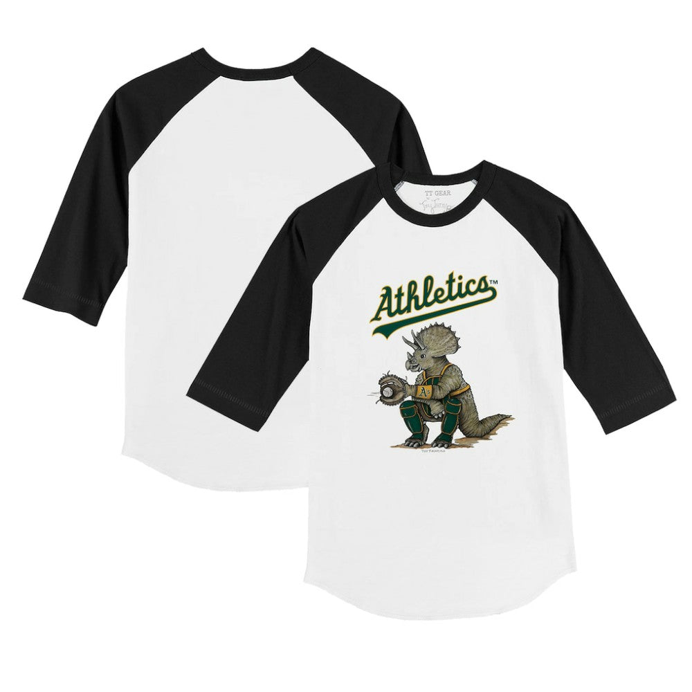 Athletics Tiny Turnip Youth Triceratops 3/4-Sleeve Raglan T-Shirt White/Black