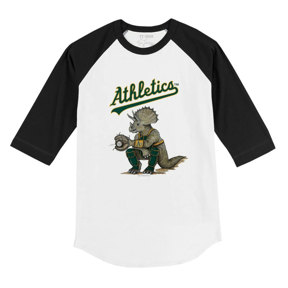 Athletics Tiny Turnip Youth Triceratops 3/4-Sleeve Raglan T-Shirt White/Black
