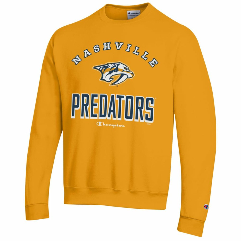 Nashville Predators Champion Eco Powerblend Crewneck Sweatshirt Gold