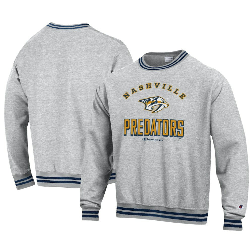 Nashville Predators Champion Reverse Weave Yarn Dye Pullover Sweatshirt Heather Gray