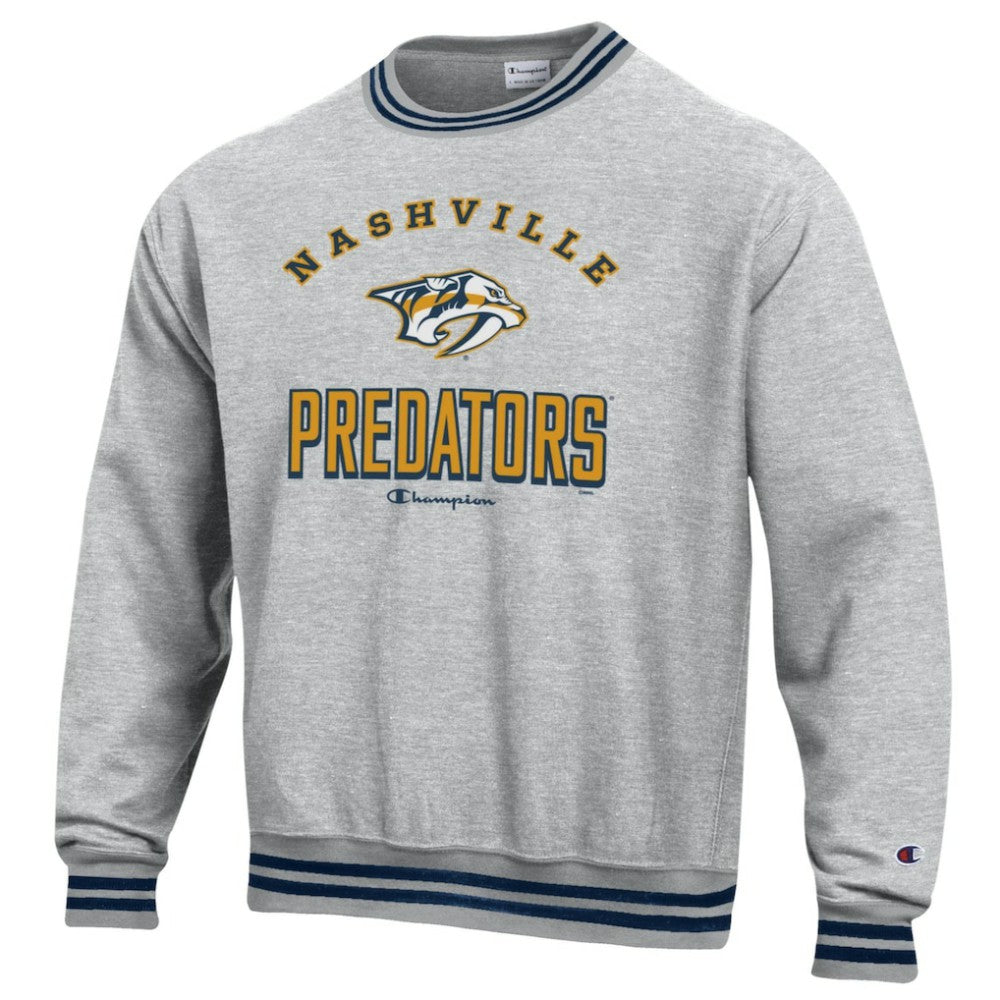 Nashville Predators Champion Reverse Weave Yarn Dye Pullover Sweatshirt Heather Gray