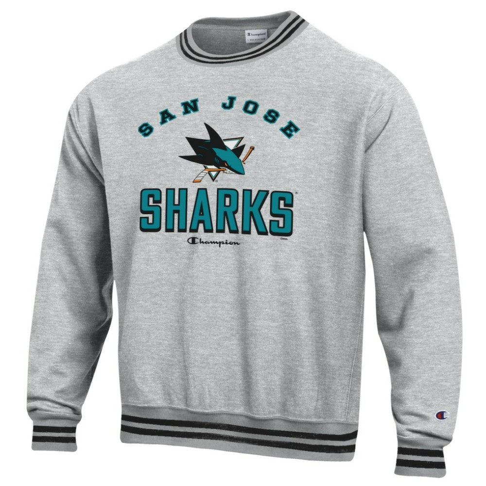 San Jose Sharks Champion Reverse Weave Yarn Dye Pullover Sweatshirt Heather Gray