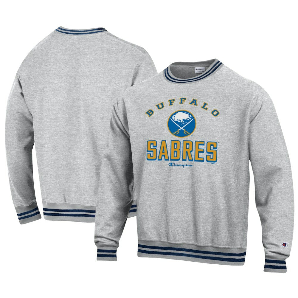 Buffalo Sabres Champion Reverse Weave Yarn Dye Pullover Sweatshirt Heather Gray