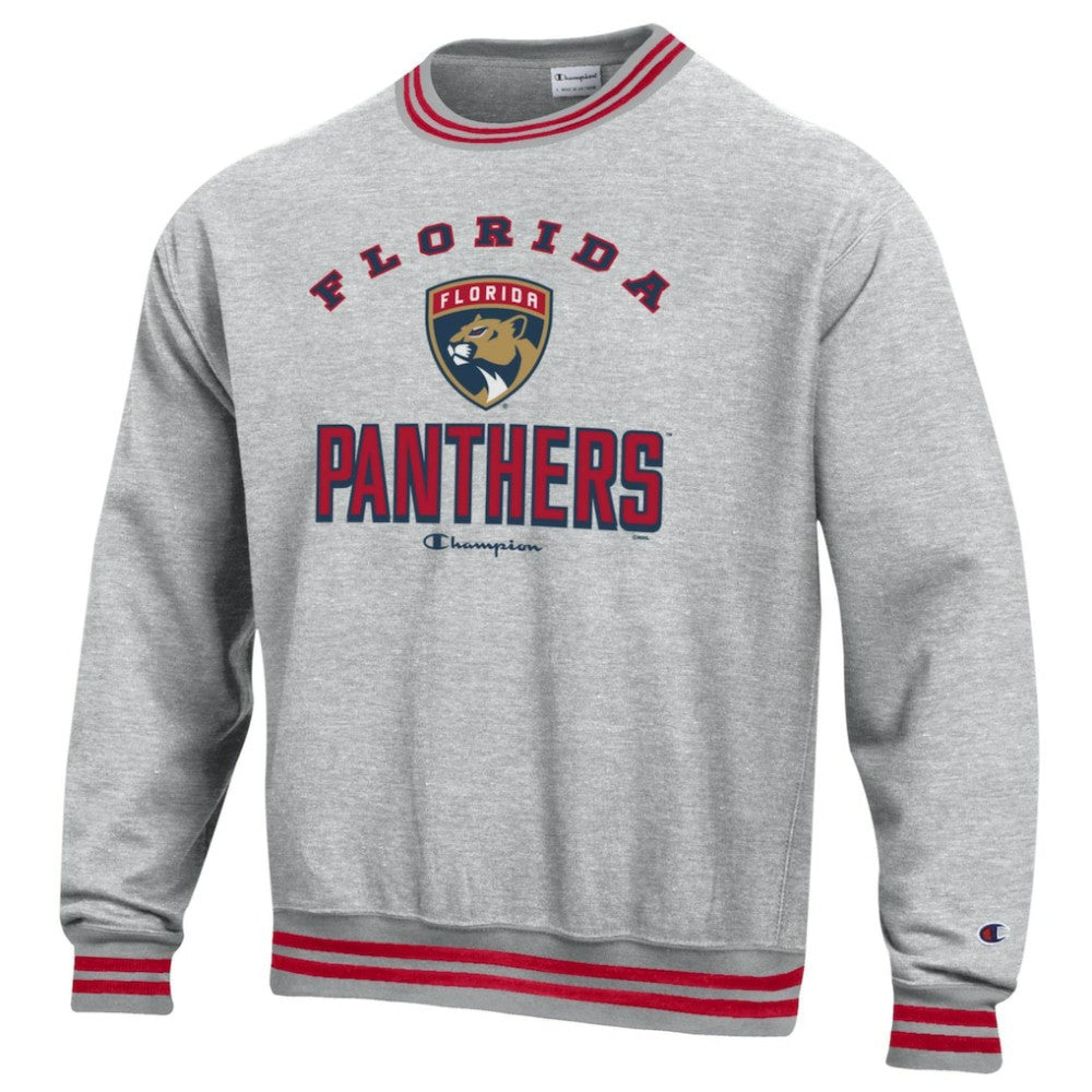 Florida Panthers Champion Reverse Weave Yarn Dye Pullover Sweatshirt Heather Gray