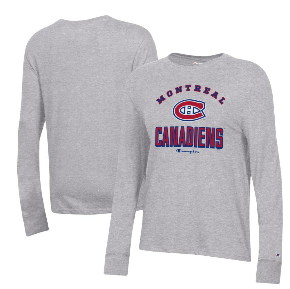 Montreal Canadiens Champion Women's Core Long Sleeve T-Shirt Heather Gray