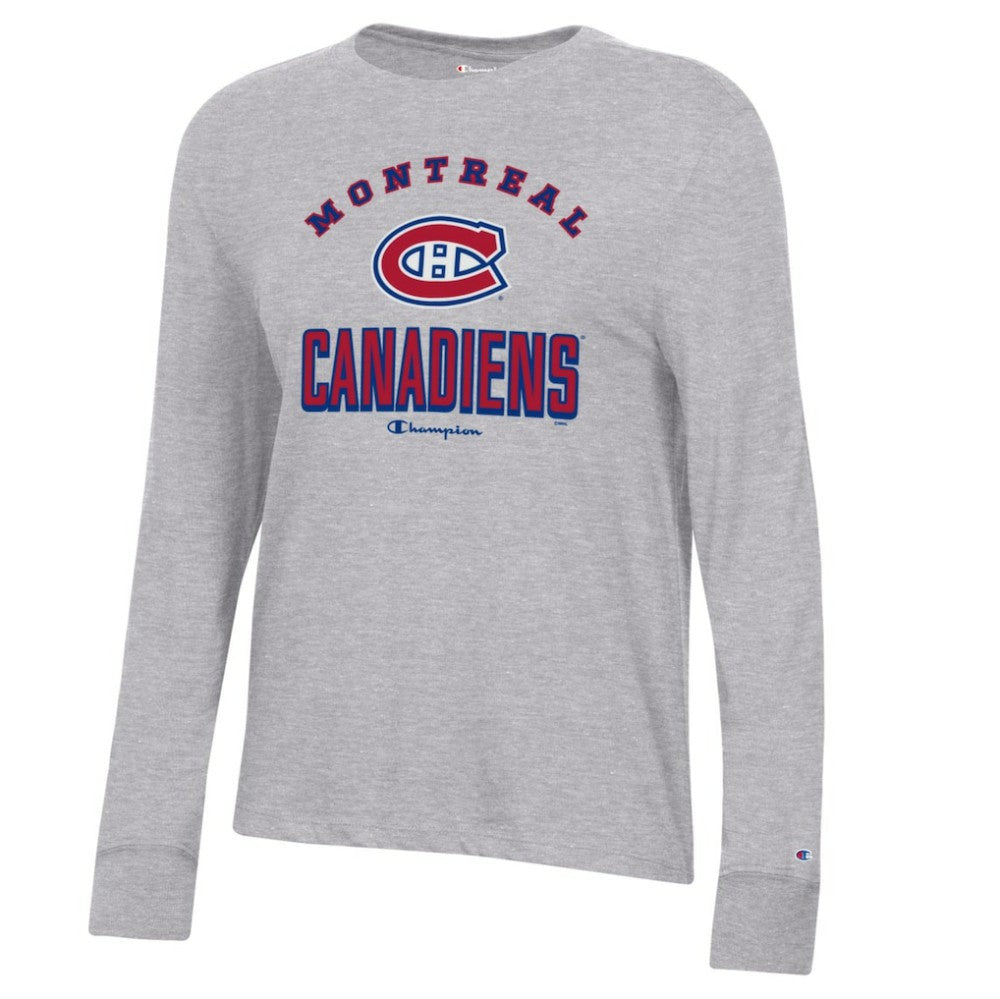 Montreal Canadiens Champion Women's Core Long Sleeve T-Shirt Heather Gray