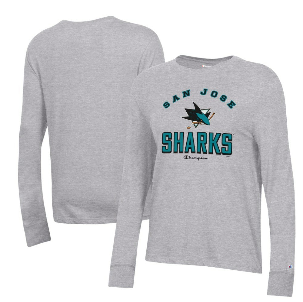 San Jose Sharks Champion Women's Core Long Sleeve T-Shirt Heather Gray