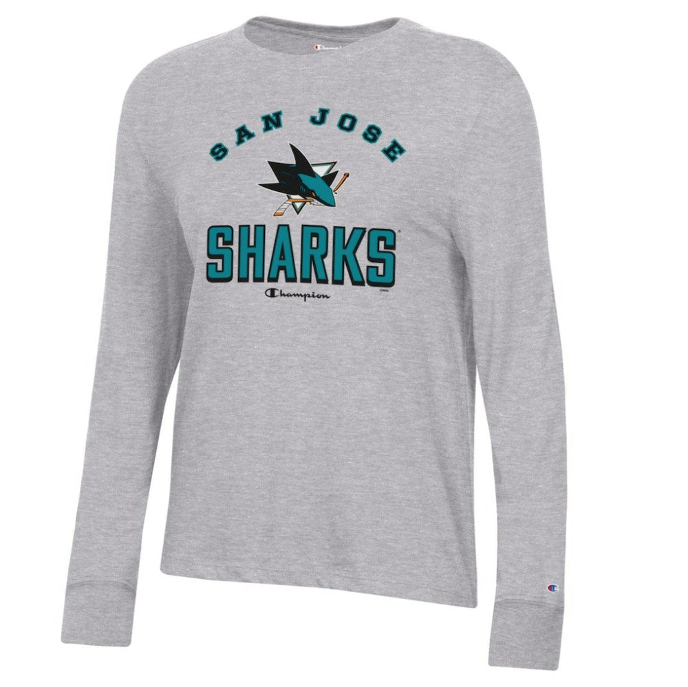 San Jose Sharks Champion Women's Core Long Sleeve T-Shirt Heather Gray