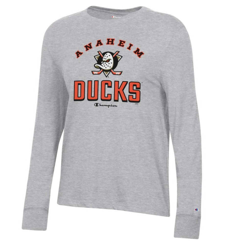 Anaheim Ducks Champion Women's Core Long Sleeve T-Shirt Heather Gray