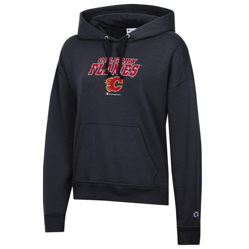 Calgary Flames Champion Women's Powerblend Fleece Pullover Hoodie Black