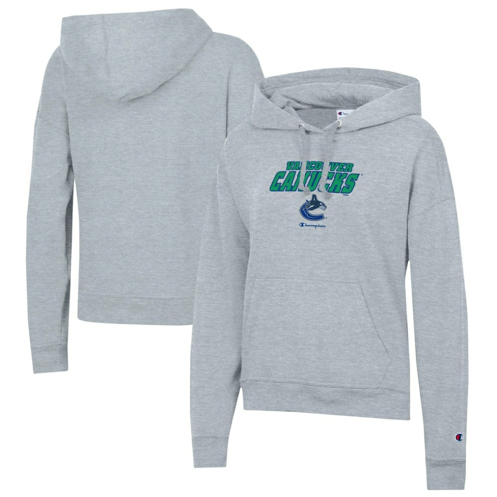 Vancouver Canucks Champion Women's Powerblend Fleece Pullover Hoodie Gray