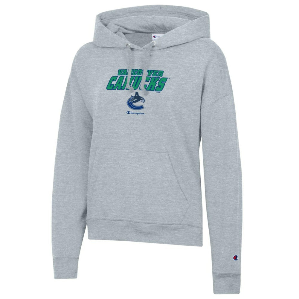 Vancouver Canucks Champion Women's Powerblend Fleece Pullover Hoodie Gray
