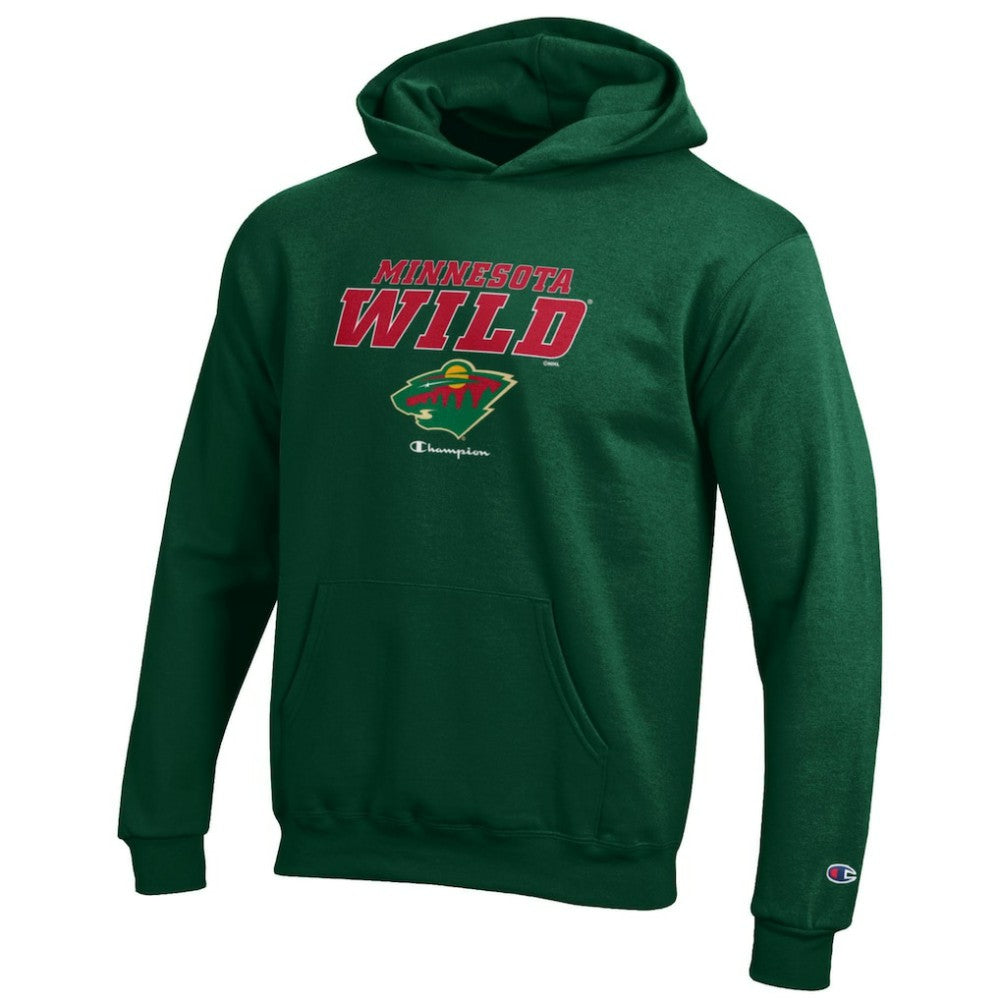 Minnesota Wild Champion Youth Eco Powerblend Pullover Hoodie Hunter Green