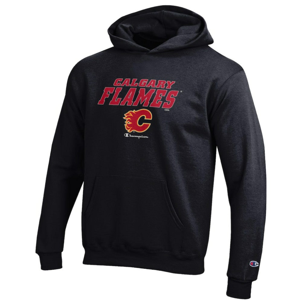 Calgary Flames Champion Youth Eco Powerblend Pullover Hoodie Black