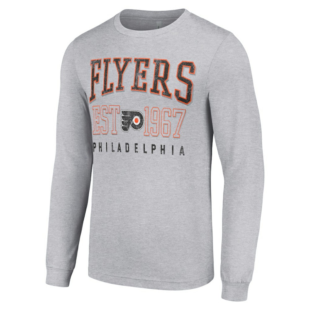 Philadelphia Flyers Starter Retro Graphic Long Sleeve Crew T-Shirt Heather Gray