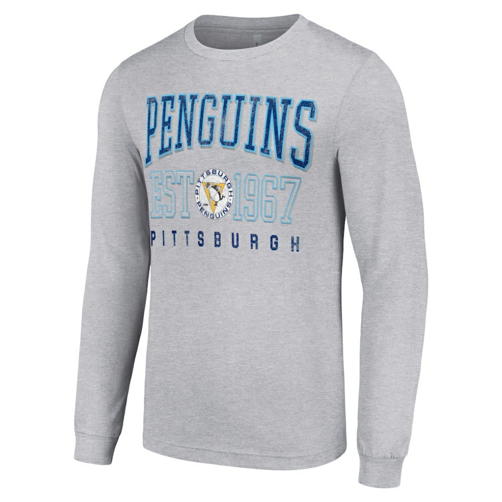 Pittsburgh Penguins Starter Retro Graphic Long Sleeve Crew T-Shirt Heather Gray