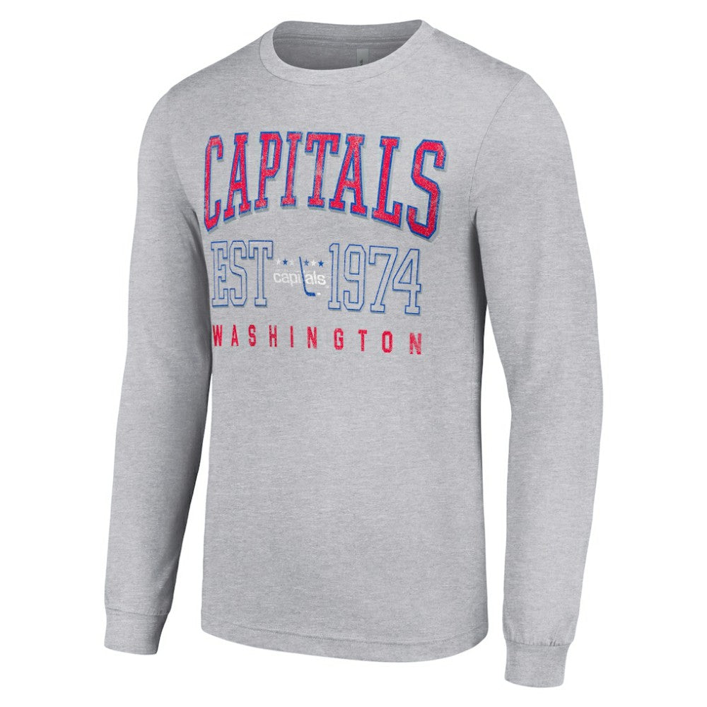 Washington Capitals Starter Retro Graphic Long Sleeve Crew T-Shirt Heather Gray