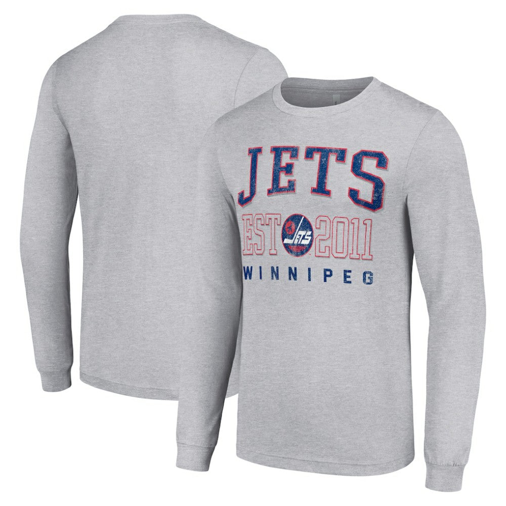 Winnipeg Jets Starter Retro Graphic Long Sleeve Crew T-Shirt Heather Gray