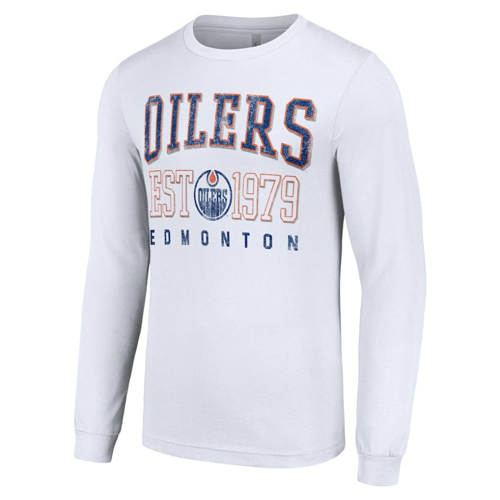 Edmonton Oilers Starter Retro Graphic Long Sleeve Crew T-Shirt White