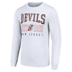 New Jersey Devils Starter Retro Graphic Long Sleeve Crew T-Shirt White