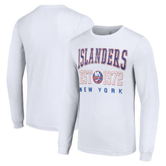 New York Islanders Starter Retro Graphic Long Sleeve Crew T-Shirt White