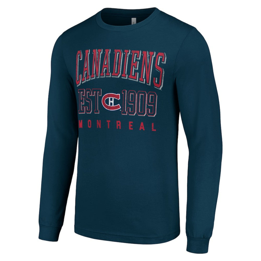 Montreal Canadiens Starter Retro Graphic Long Sleeve Crew T-Shirt Navy