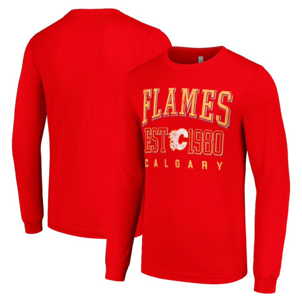 Calgary Flames Starter Retro Graphic Long Sleeve Crew T-Shirt Red