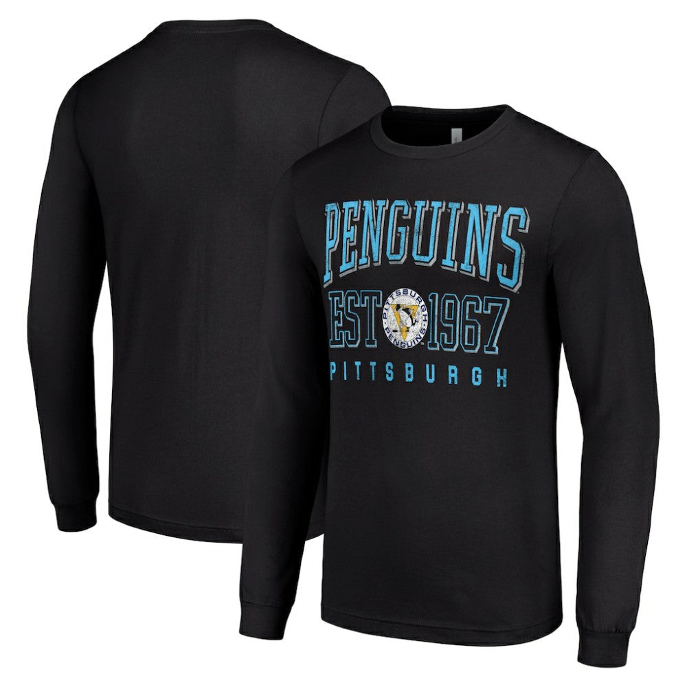 Pittsburgh Penguins Starter Retro Graphic Long Sleeve Crew T-Shirt Black