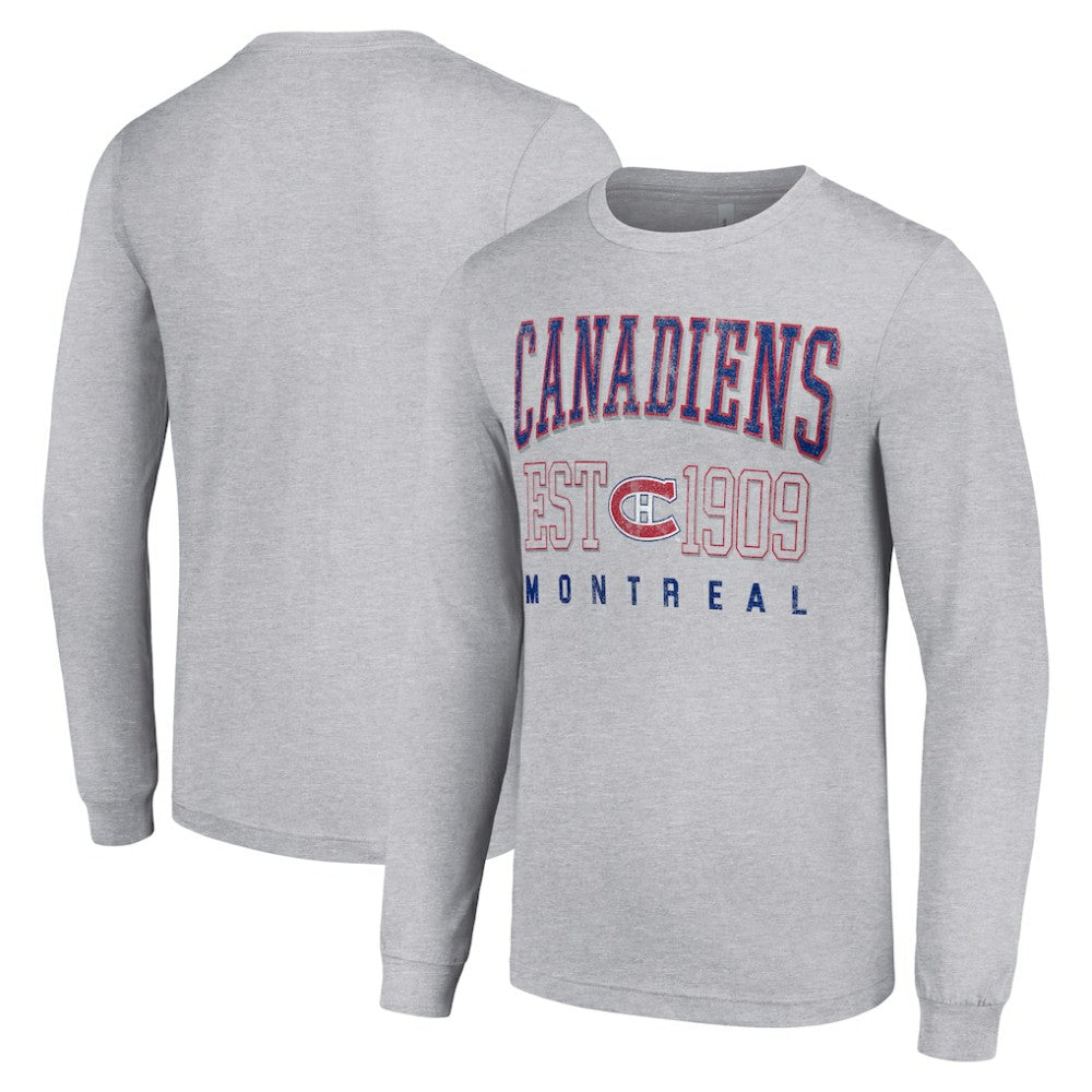 Montreal Canadiens Starter Retro Graphic Long Sleeve Crew T-Shirt Heather Gray