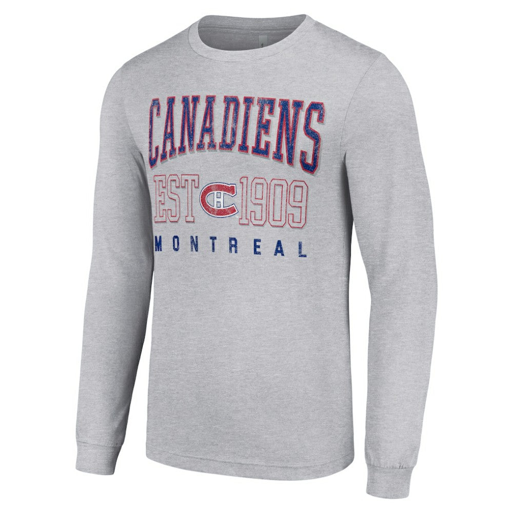 Montreal Canadiens Starter Retro Graphic Long Sleeve Crew T-Shirt Heather Gray